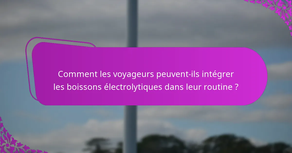 Comment les voyageurs peuvent-ils intégrer les boissons électrolytiques dans leur routine ?