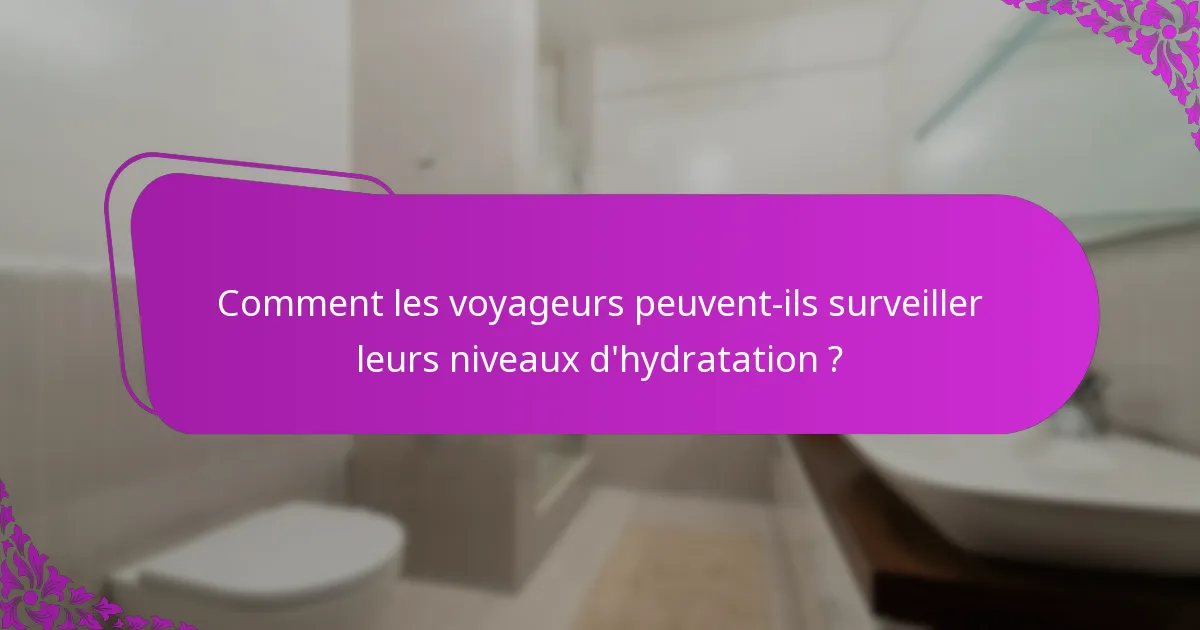 Comment les voyageurs peuvent-ils surveiller leurs niveaux d'hydratation ?
