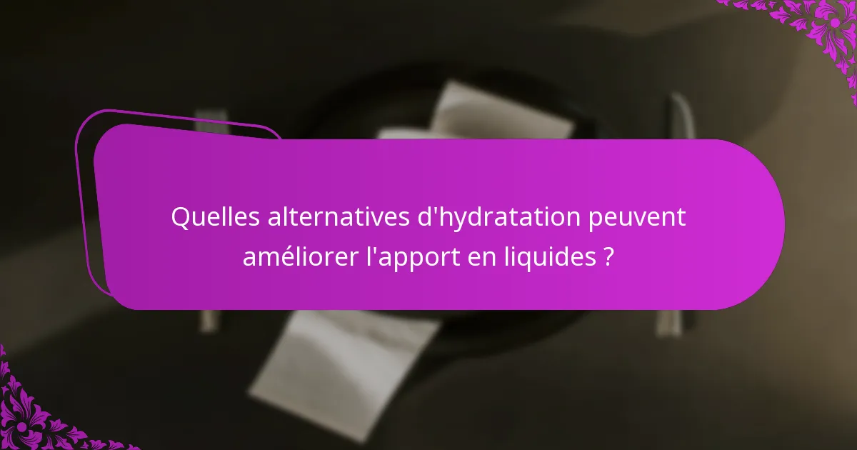 Quelles alternatives d'hydratation peuvent améliorer l'apport en liquides ?