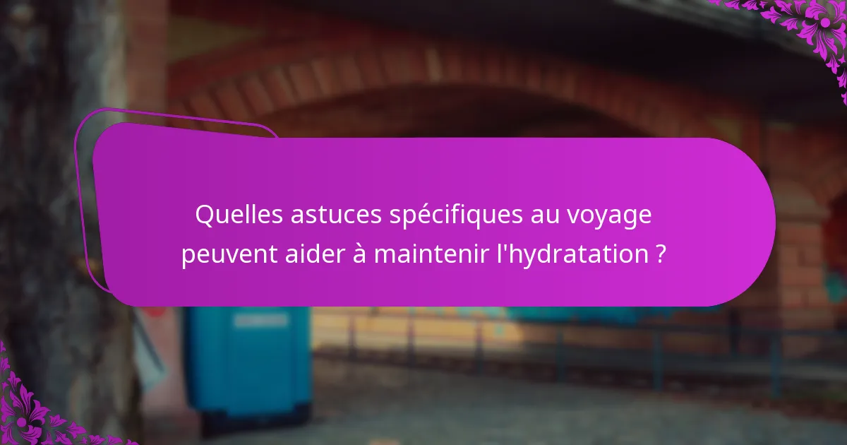 Quelles astuces spécifiques au voyage peuvent aider à maintenir l'hydratation ?