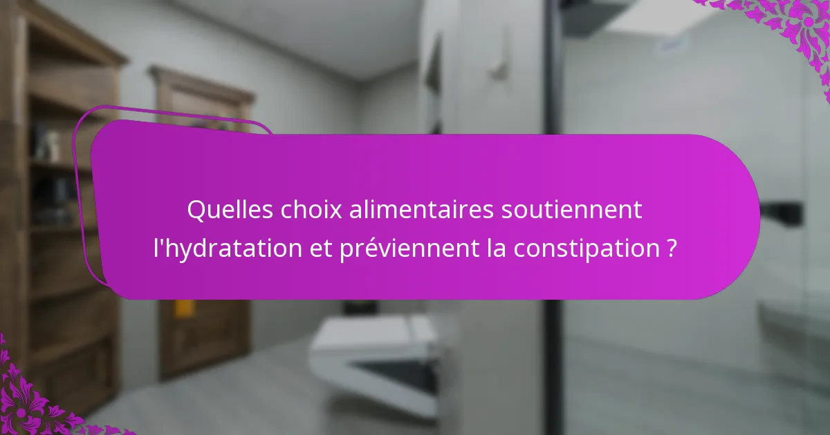 Quelles choix alimentaires soutiennent l'hydratation et préviennent la constipation ?