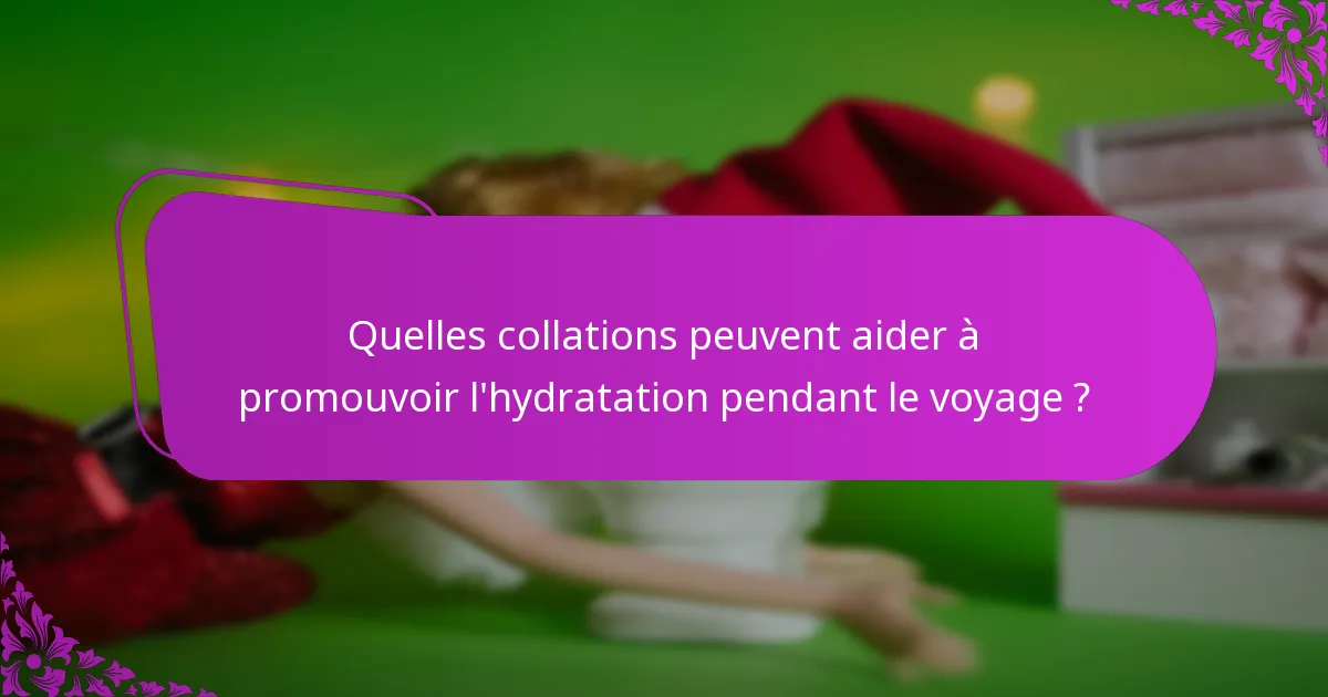 Quelles collations peuvent aider à promouvoir l'hydratation pendant le voyage ?