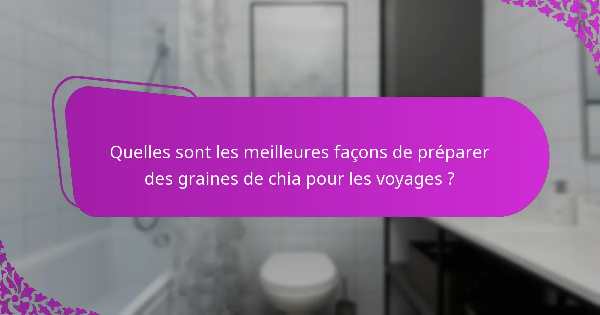 Quelles sont les meilleures façons de préparer des graines de chia pour les voyages ?