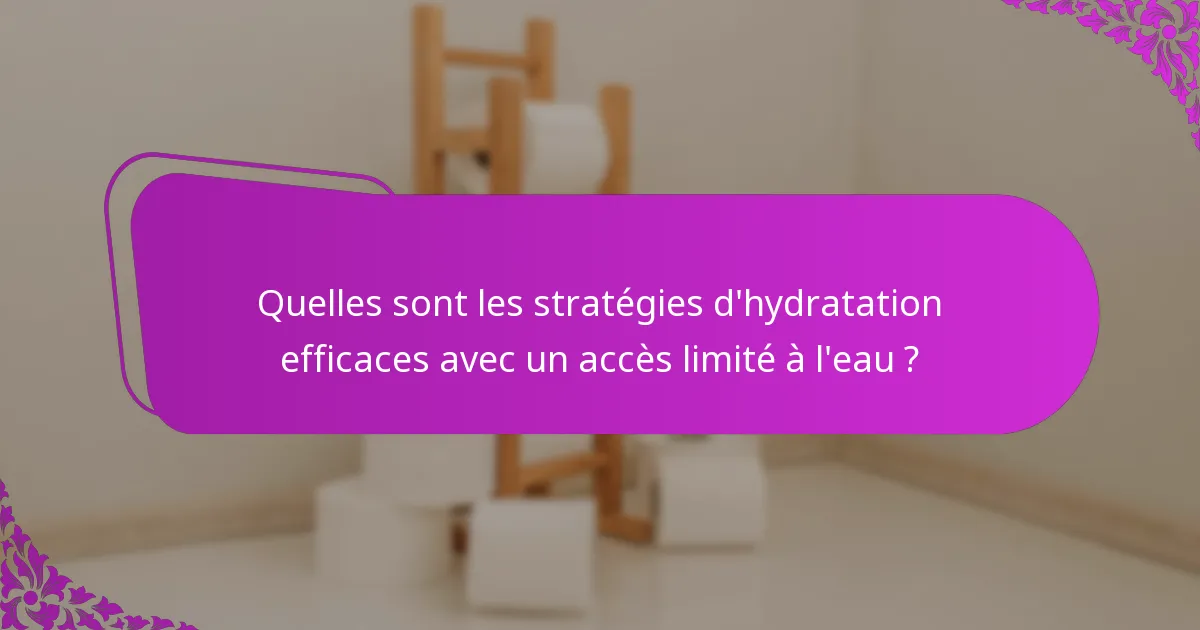 Quelles sont les stratégies d'hydratation efficaces avec un accès limité à l'eau ?
