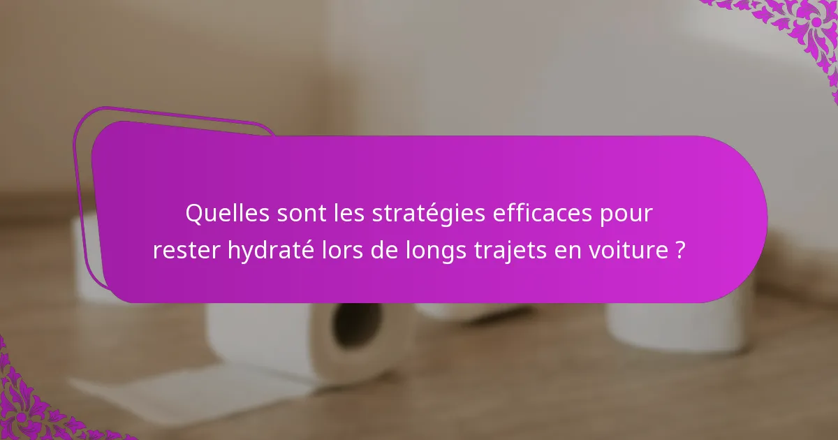 Quelles sont les stratégies efficaces pour rester hydraté lors de longs trajets en voiture ?