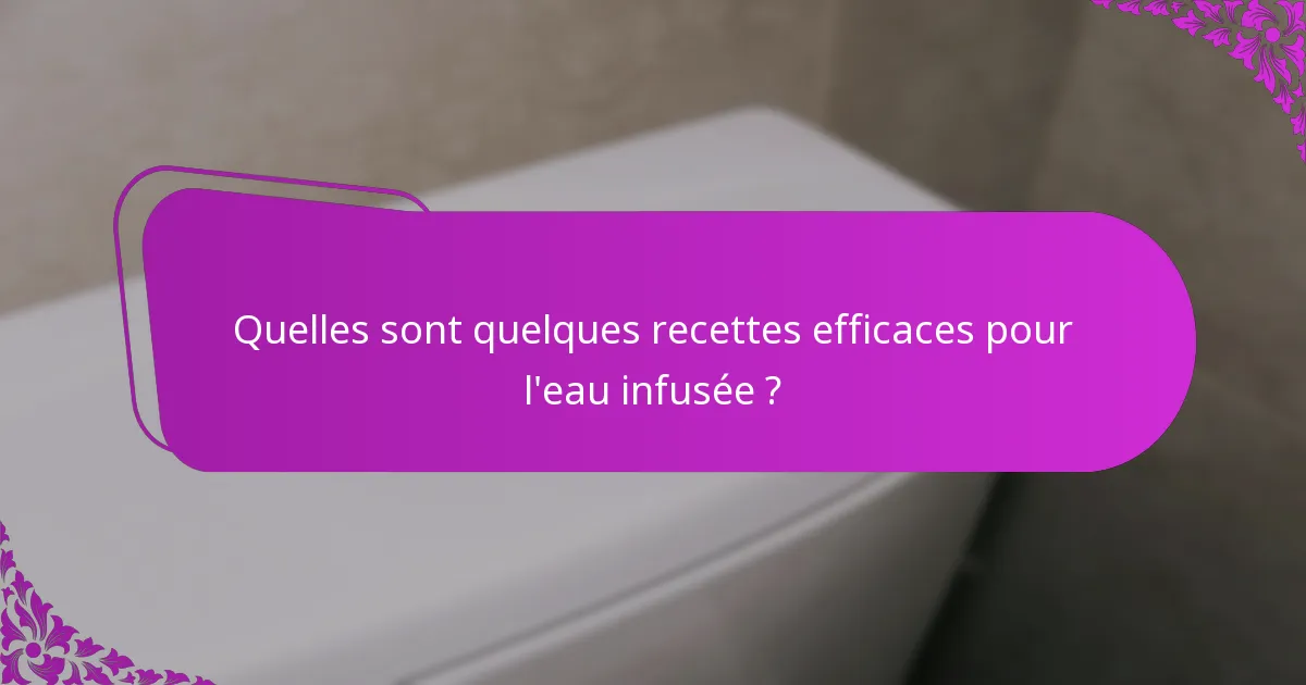 Quelles sont quelques recettes efficaces pour l'eau infusée ?