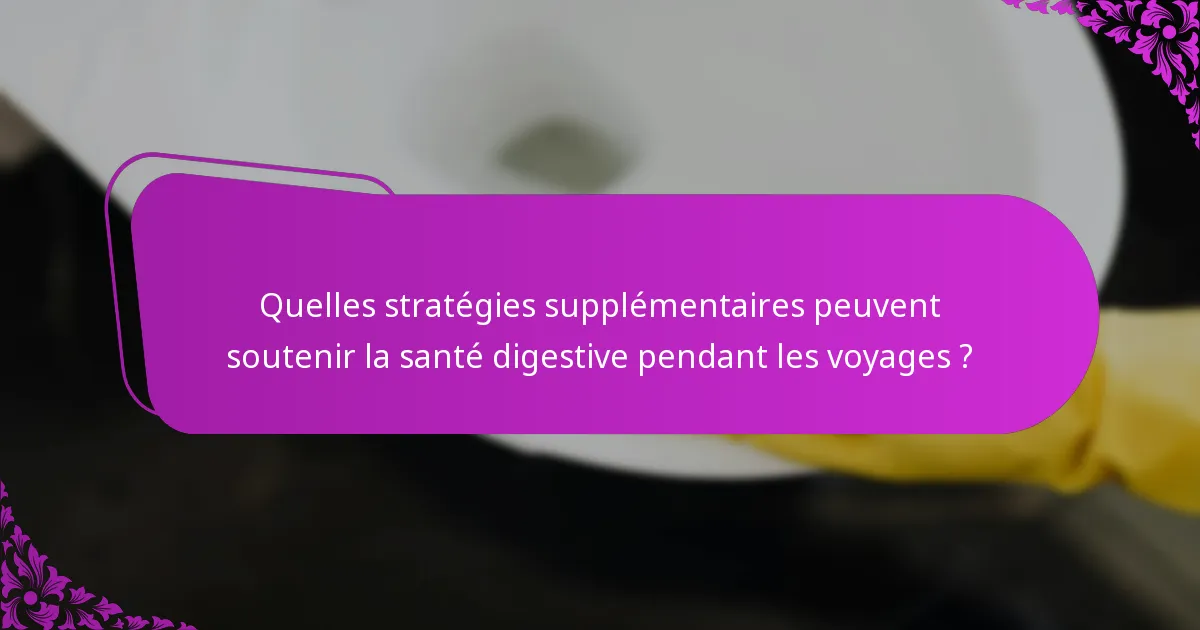 Quelles stratégies supplémentaires peuvent soutenir la santé digestive pendant les voyages ?