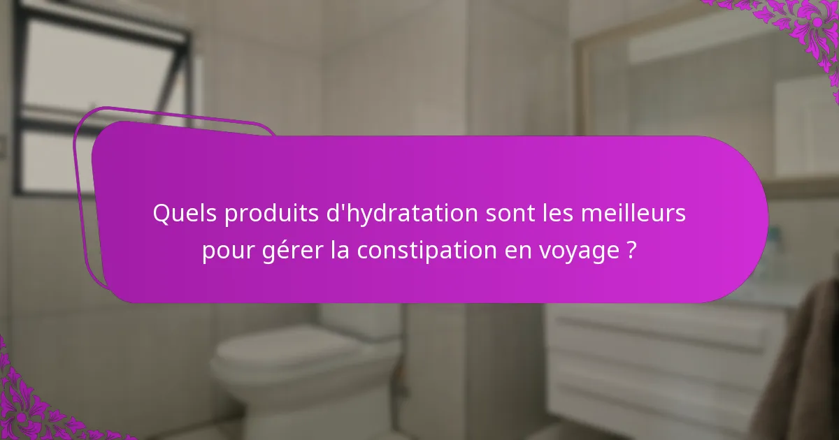 Quels produits d'hydratation sont les meilleurs pour gérer la constipation en voyage ?