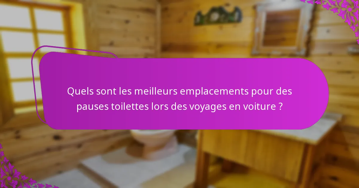 Quels sont les meilleurs emplacements pour des pauses toilettes lors des voyages en voiture ?